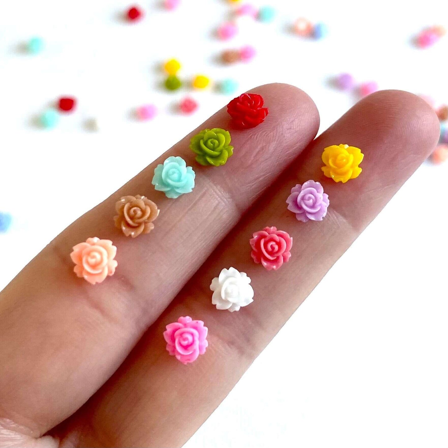 6mm resin Flowers Flatback rose charms - Blacksparrowuk