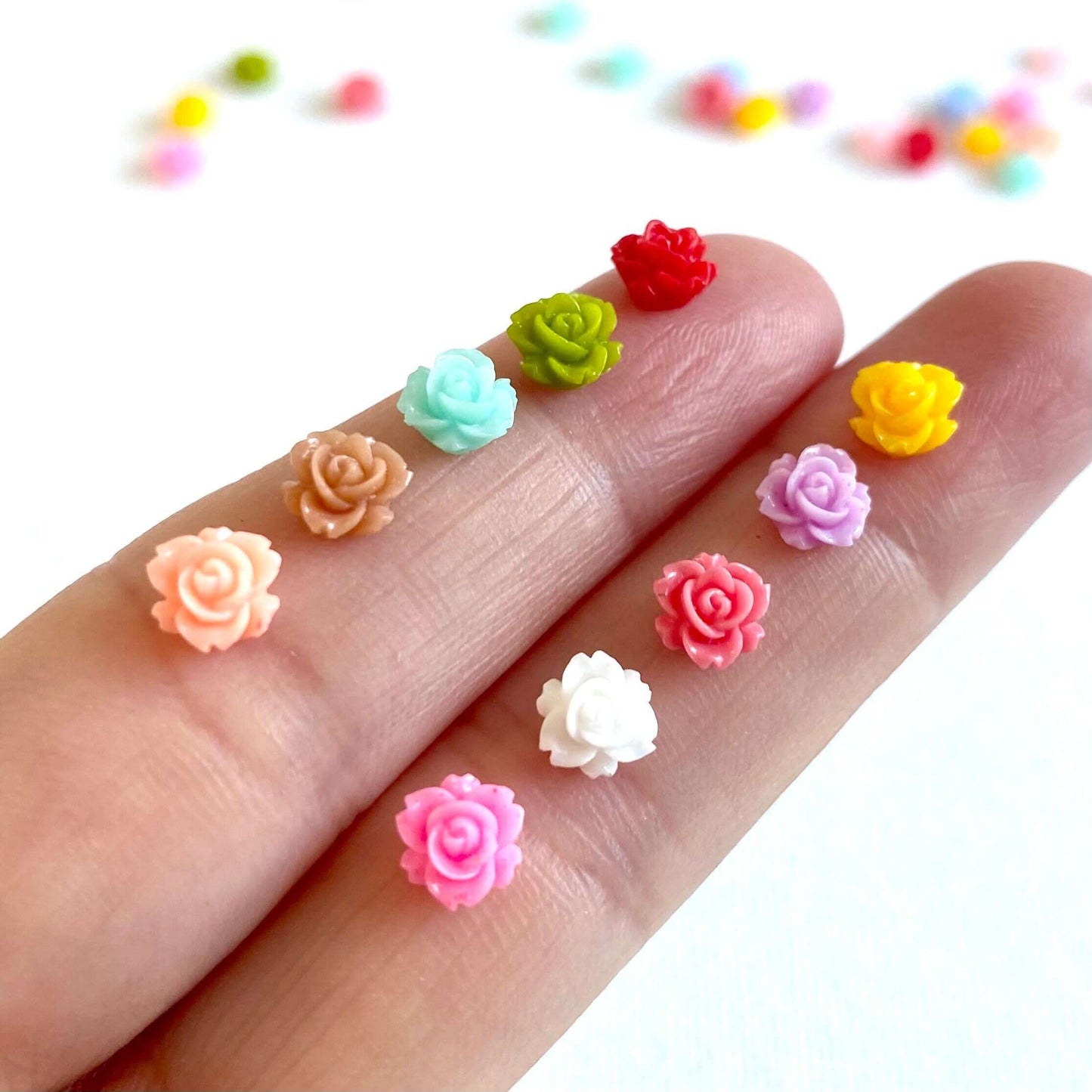 6mm resin Flowers Flatback rose charms - Blacksparrowuk