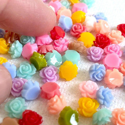 6mm resin Flowers Flatback rose charms - Blacksparrowuk