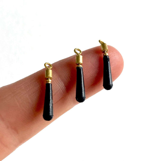 Tiny black rubber tear drop pendants - Blacksparrowuk