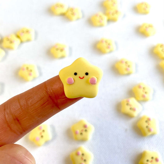 Happy star charms Cute Pastel Kawaii yellow Star flat back resin Cabochon - Blacksparrowuk