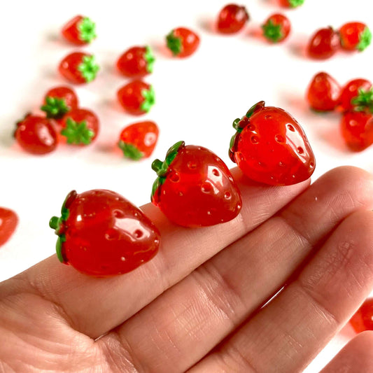 Strawberry jelly friut charms transparent Resin Flat back cabochons - Blacksparrowuk