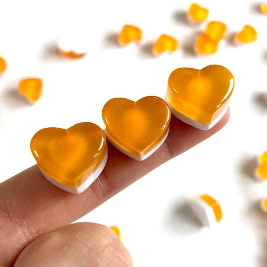 Jelly heart charms resin Apricot heart charms - Blacksparrowuk