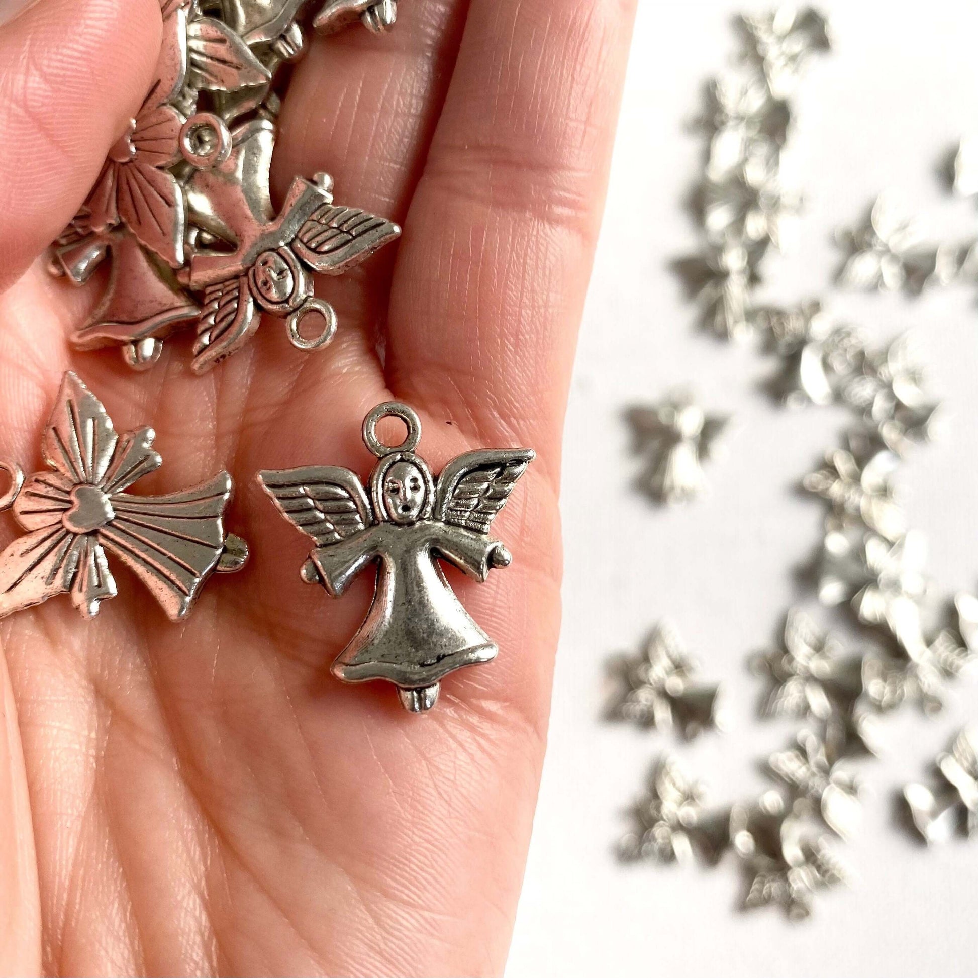 Miniature Angel charms Antique Silver Zinc Alloy metal - Blacksparrowuk