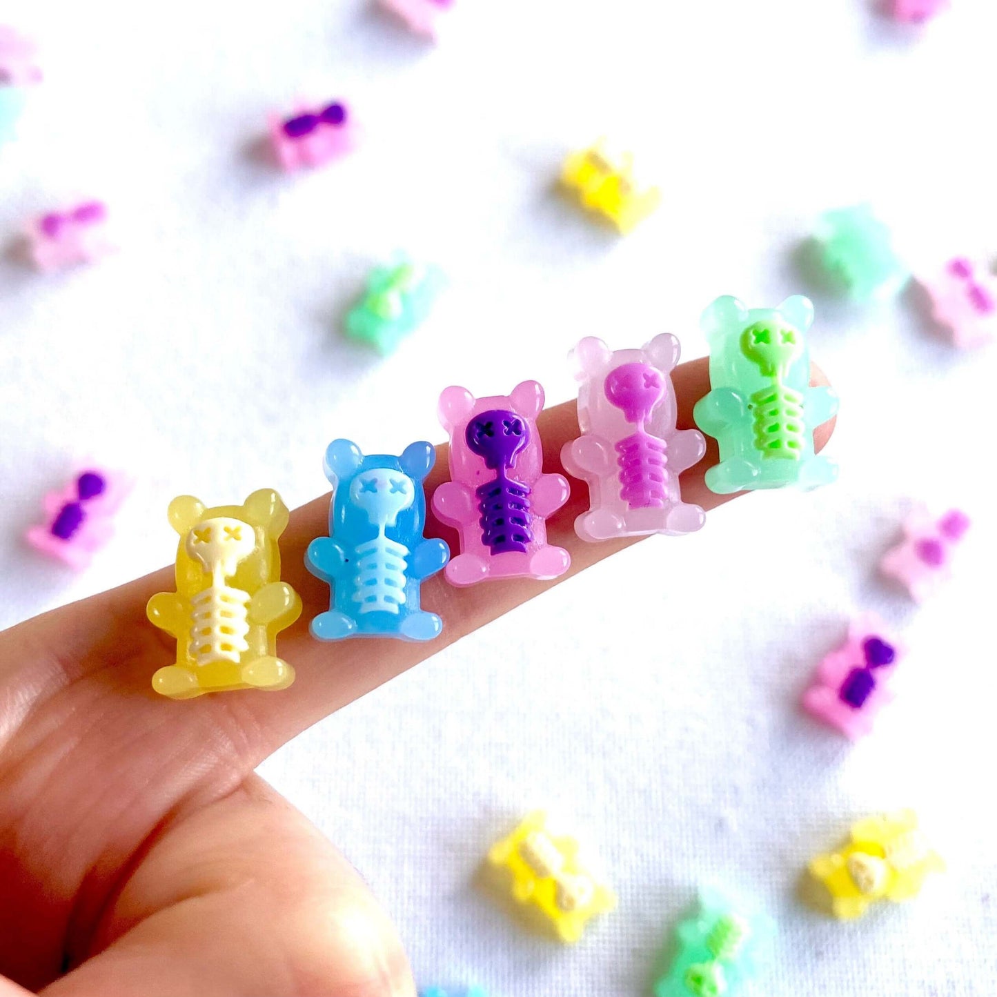 Gummy bear Skeleton Xray Halloween Charms resin Jelly pastel colours - Blacksparrowuk