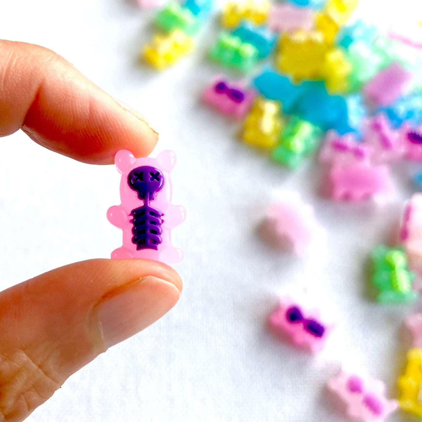 Gummy bear Skeleton Xray Halloween Charms resin Jelly pastel colours - Blacksparrowuk