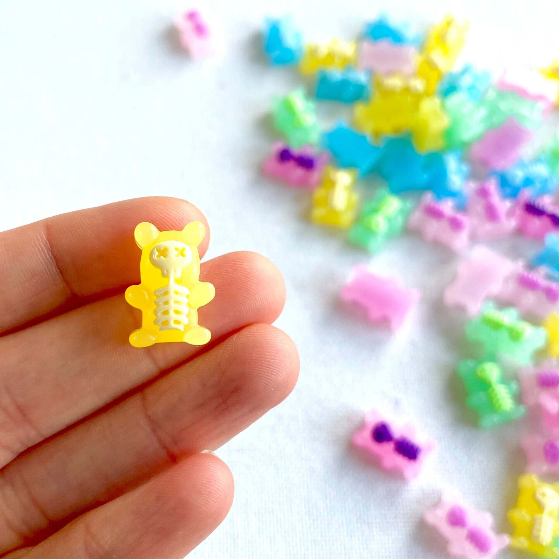 Gummy bear Skeleton Xray Halloween Charms resin Jelly pastel colours - Blacksparrowuk