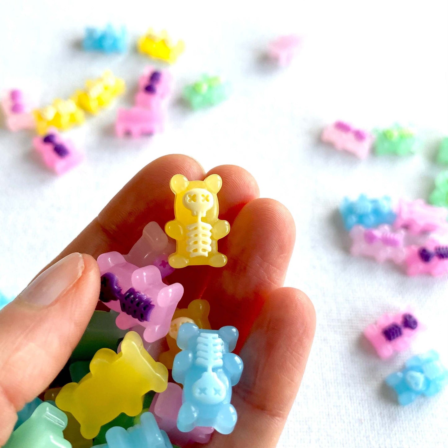 Gummy bear Skeleton Xray Halloween Charms resin Jelly pastel colours - Blacksparrowuk