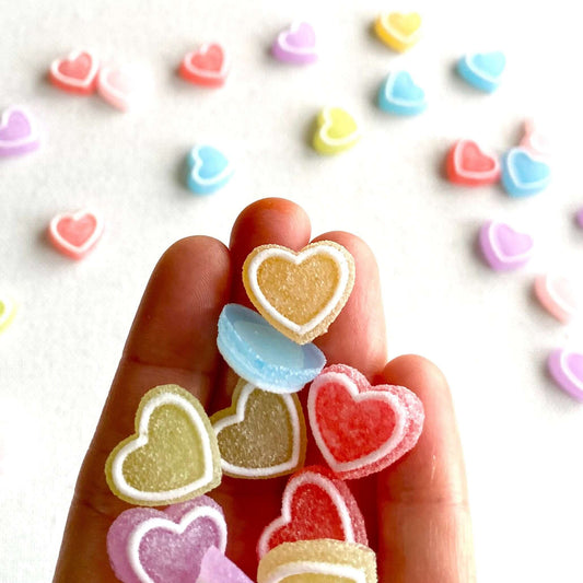 Fake candy Love heart resin charms - Blacksparrowuk