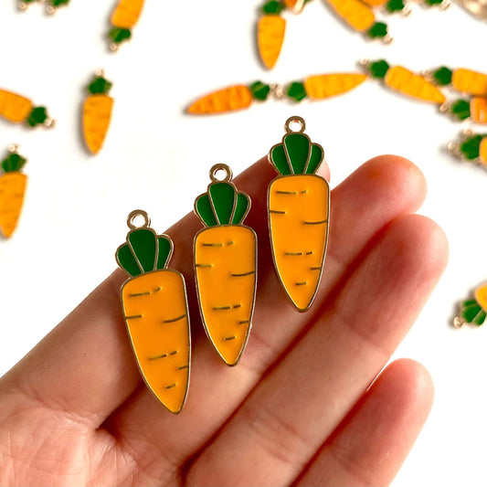 Large Carrot charms Enamel Metal Easter pendant - Blacksparrowuk