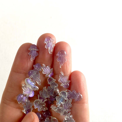 Tiny Jellyfish charms Pastel Pearl translucent Resin flatback charms - Blacksparrowuk