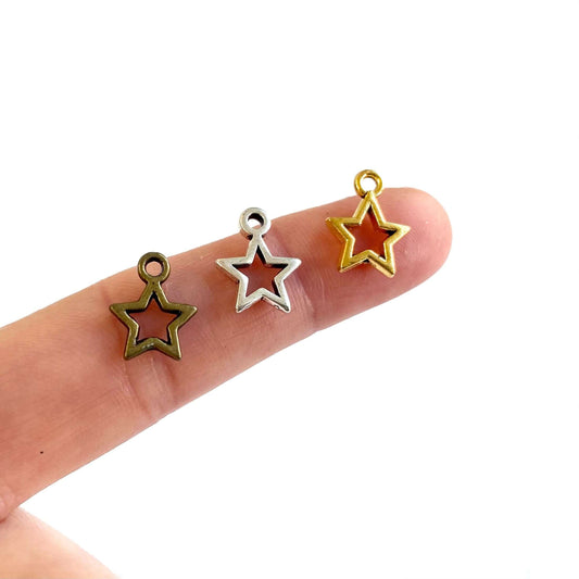 Tiny star charms Antique earring charms pentacle pentagram - Blacksparrowuk