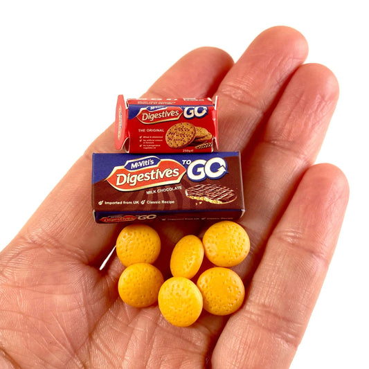 Miniature biscuits 1:6 scale Simulation resin food - 2 Boxes Plain and Chocolate and 6 biscuits - Blacksparrowuk