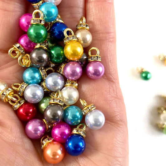 Retro Pearl beads metallic multicoloured Colourful Acrylic earring charms - Blacksparrowuk