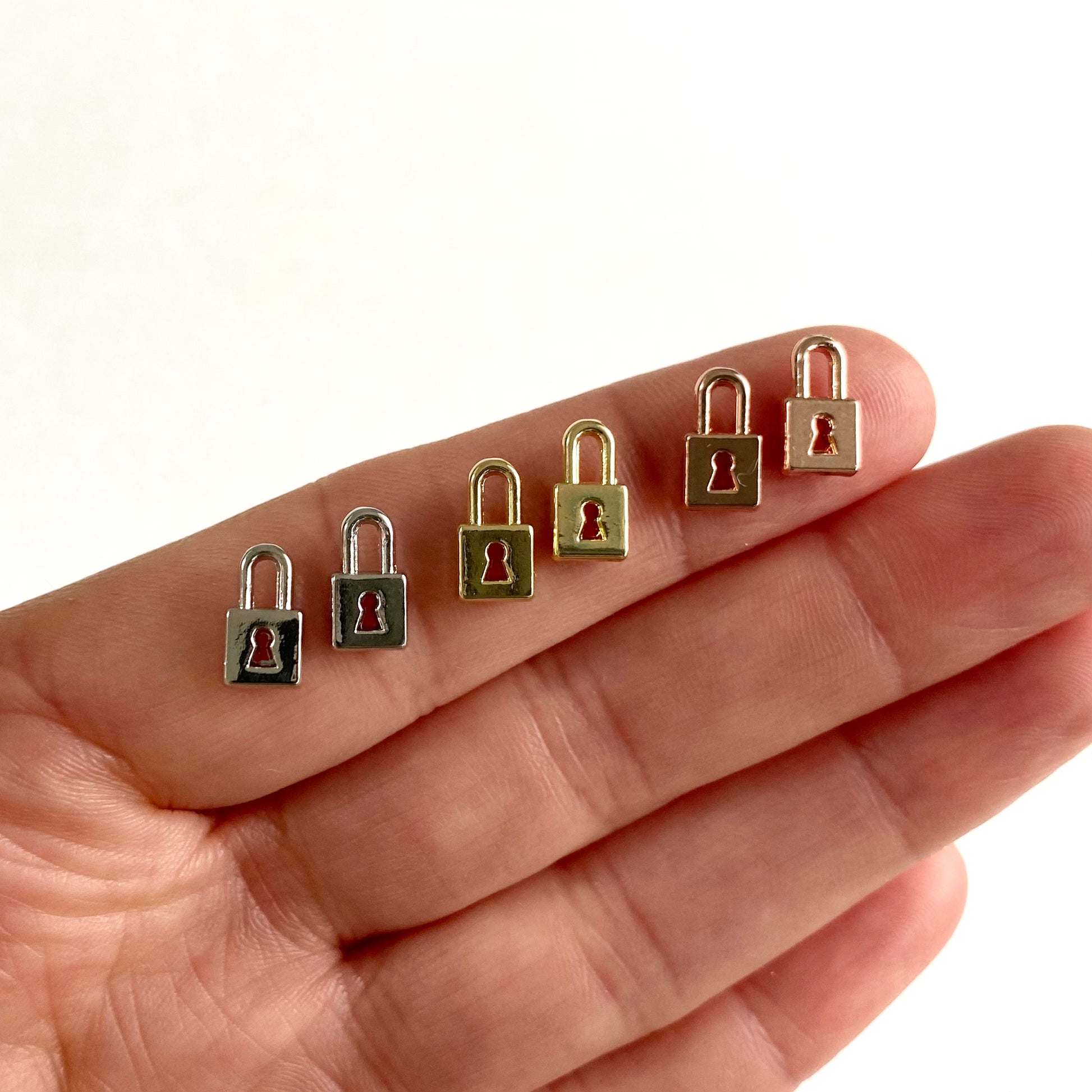 Mini Lock Charm Tiny padlock charms 5mm metal Miniature key lock pendant