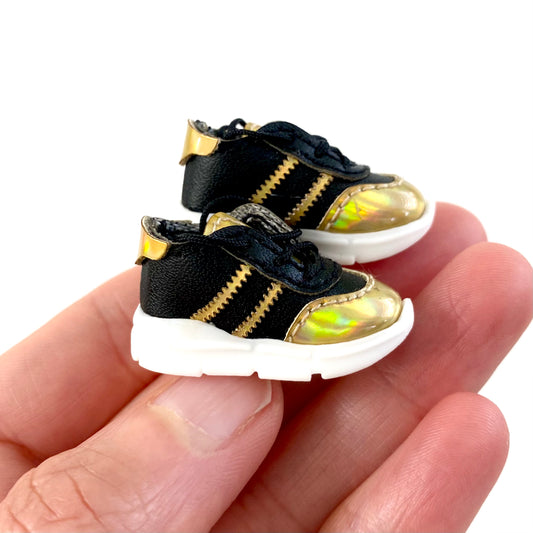 Blythe doll trainers 26mm Black Gold Doll sneakers Miniature Sports shoes - Blacksparrowuk