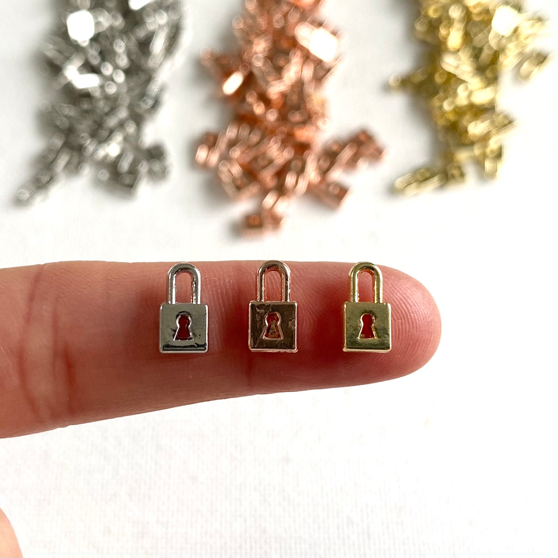 Mini Lock Charm Tiny padlock charms 5mm metal Miniature key lock pendant
