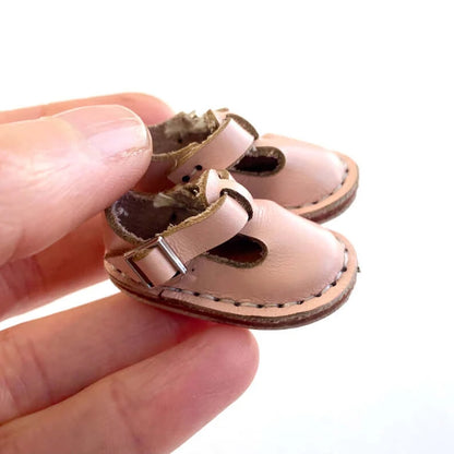 Tiny leather doll shoes Pink Blythe doll shoes Doll boots 37mm Doll buckle shoes - Blacksparrowuk